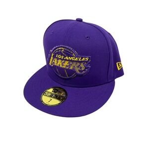 New Era 59FIFTY Los Angeles Lakers Fitted Hat Purple Gold Size 7 NBA